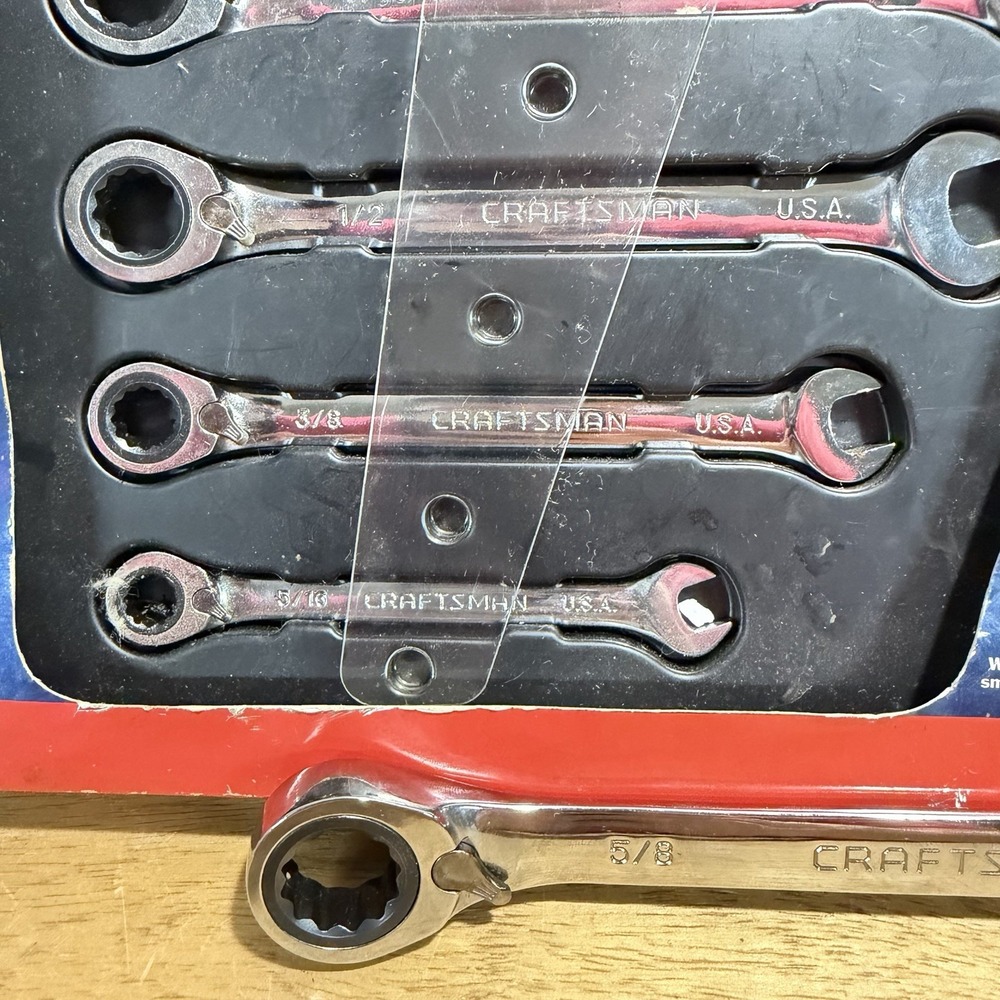 Sears Craftsman USA 5pc Reversible Ratcheting Wrench Set 12 Pt 942408 5/16-9/16 - Picture 4 of 11